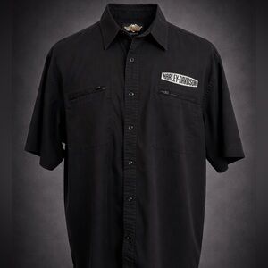 Harley-Davidson Mechanic Work Shirt Men’s XL Black Embroidered Short Sleeve